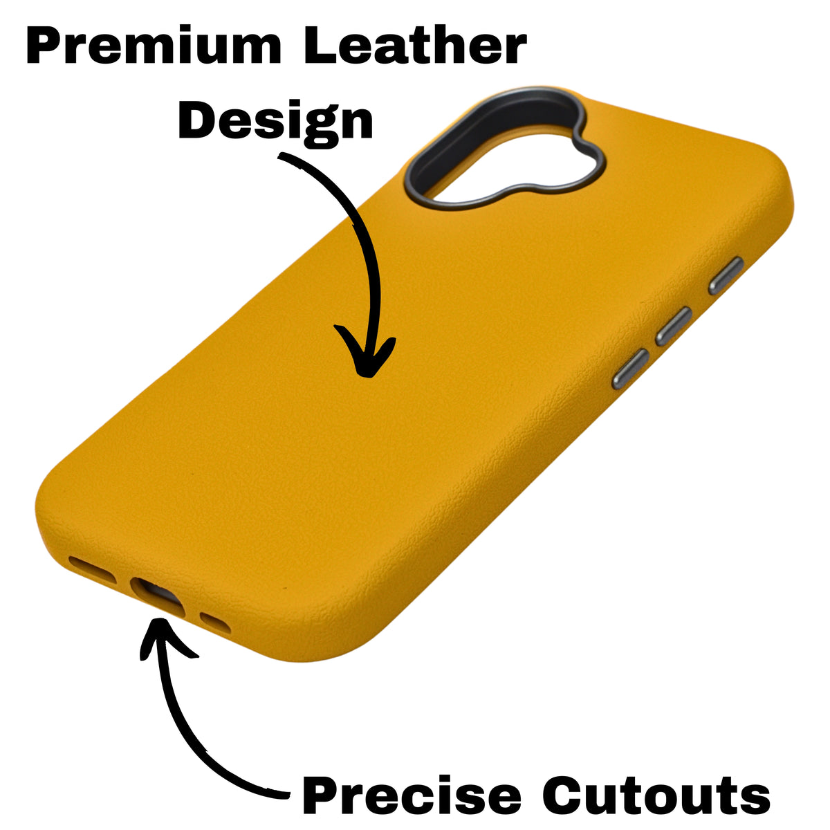 Premium PU Leather with Metal Camera Frame Phone Case for iPhone 16