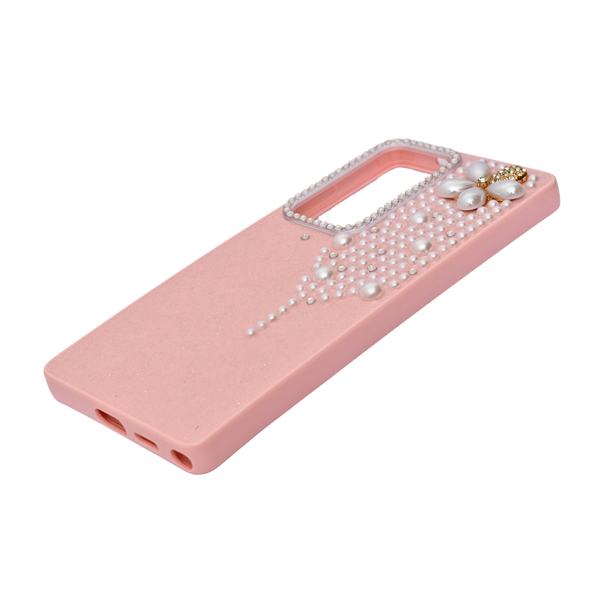 Luxury Glitter Finish with 3D Pearl Flower Design Phone Case for Samsung S24 / S25