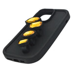 Luxury Crystal Gems with Fingers Grip Black Phone Case for iPhone 13 Pro Max / 14 Pro Max / 15 Pro Max