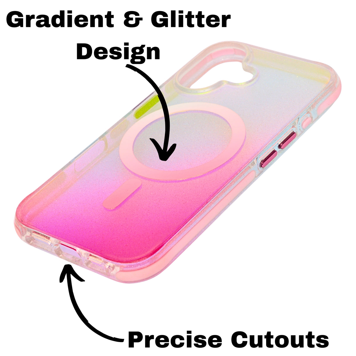 Glitter Gradient MagSafe Compatible Phone Case for iPhone 16