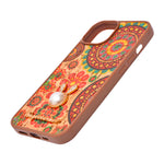 Bohemian Ethnic Print Cork Texture with Pearl Detail Phone Case for iPhone 13 / 14