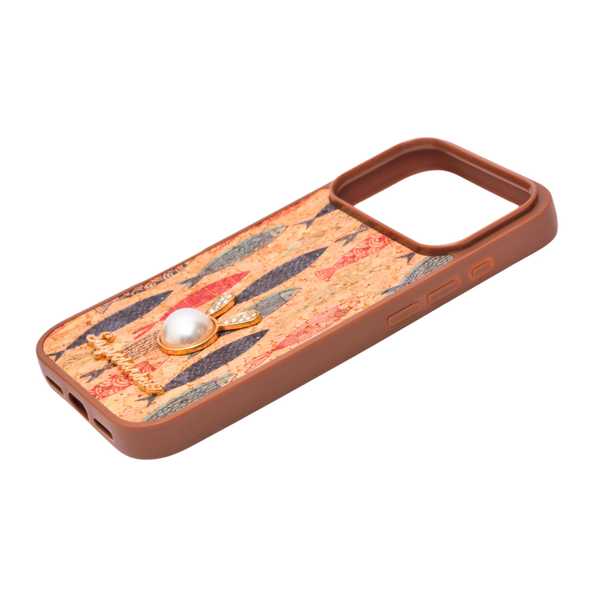 Bohemian Ethnic Print Cork Texture with Pearl Detail Phone Case for iPhone 17 Pro