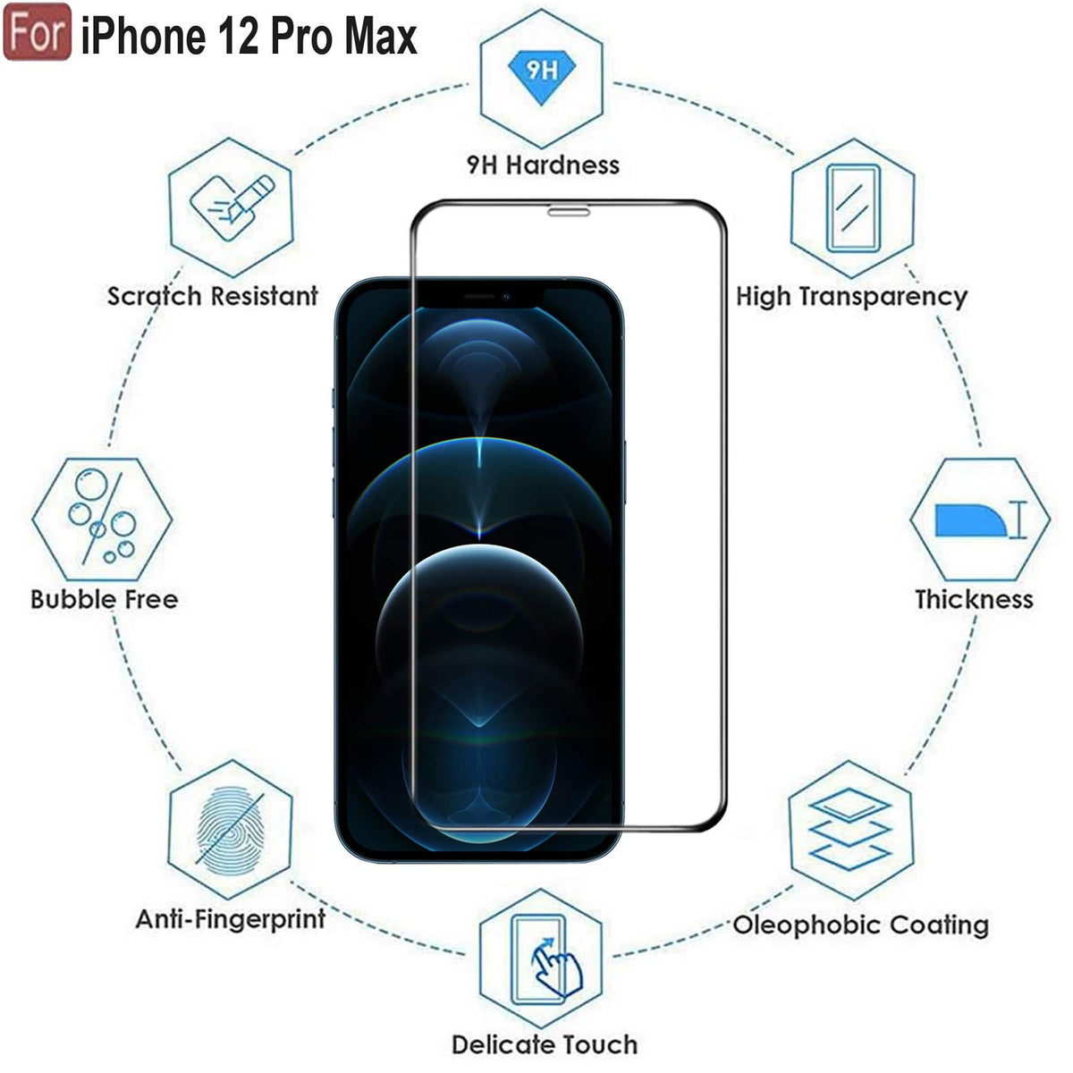 Ultra-Clear Tempered Glass Screen Protector for iPhone 12 Pro Max