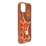 Bohemian Ethnic Print Cork Texture with Pearl Detail Phone Case for iPhone 13 / 14