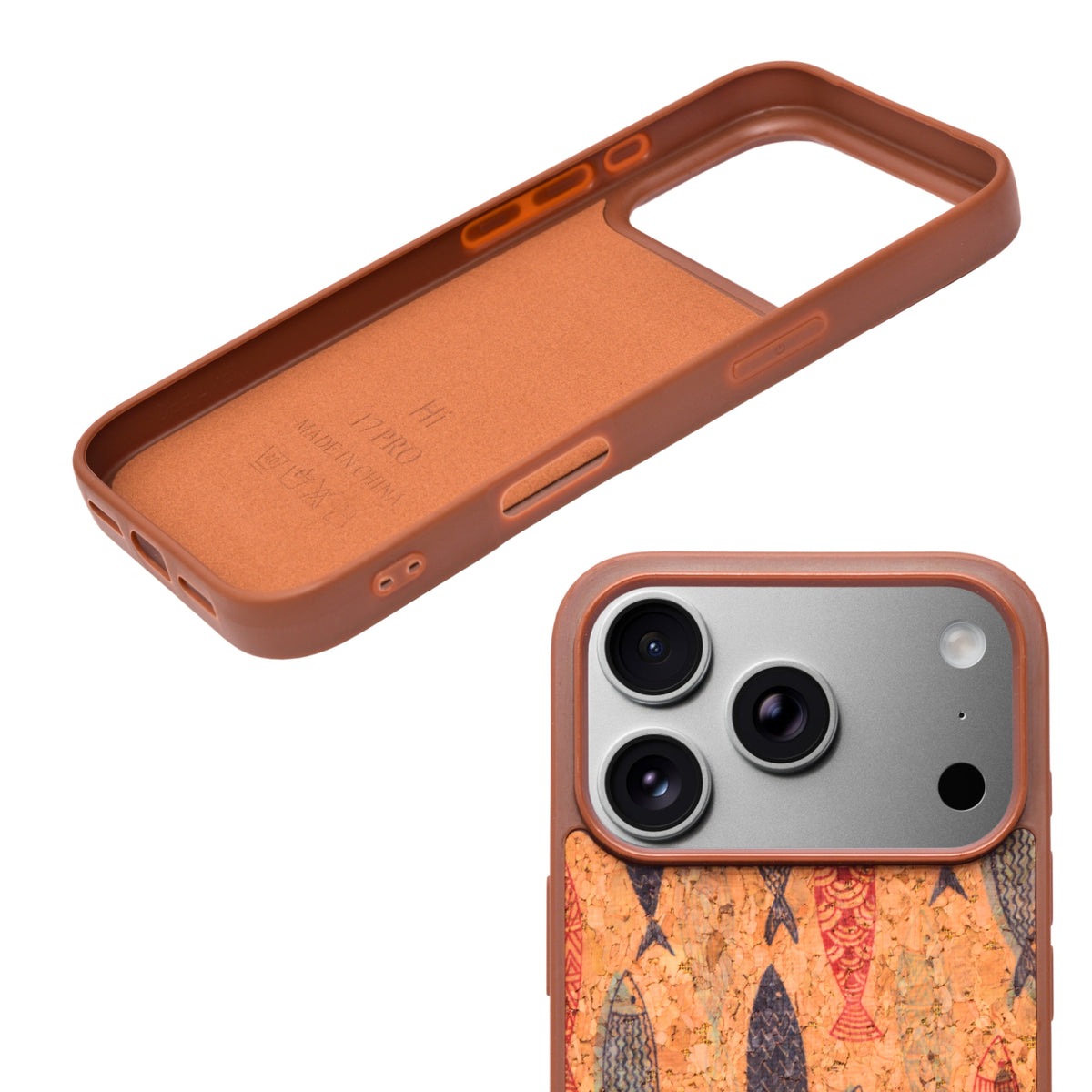 Bohemian Ethnic Print Cork Texture with Pearl Detail Phone Case for iPhone 17 Pro