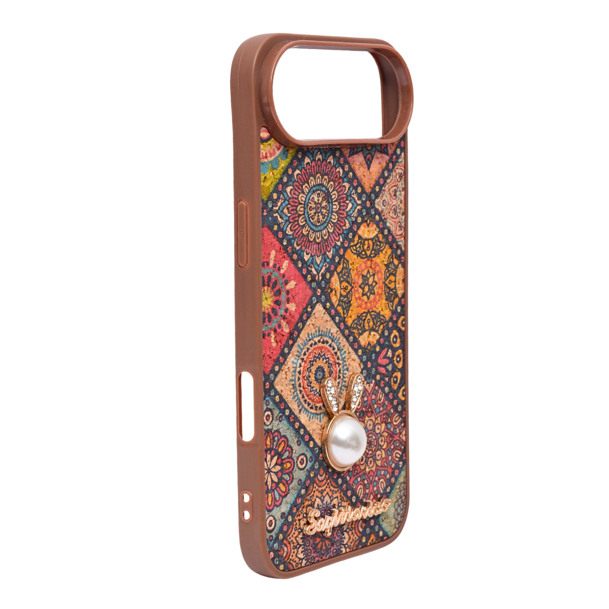 Bohemian Ethnic Print Cork Texture with Pearl Detail Phone Case for iPhone 17 Air