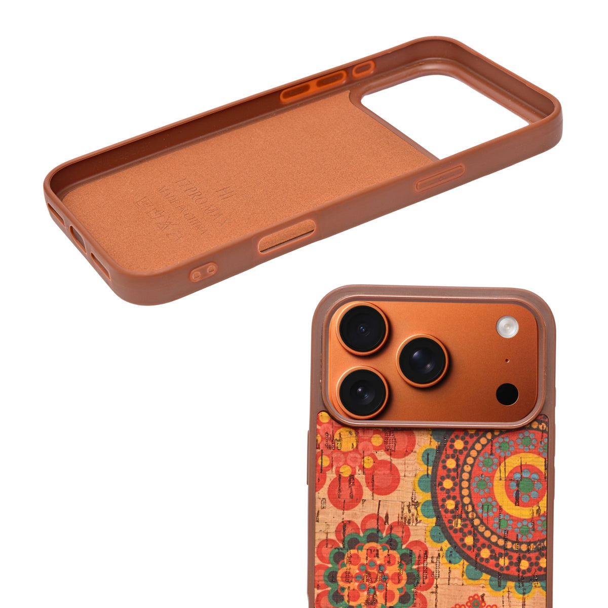 Bohemian Ethnic Print Cork Texture with Pearl Detail Phone Case for iPhone 17 Pro Max