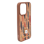 Bohemian Ethnic Print Cork Texture with Pearl Detail Phone Case for iPhone 15 Pro