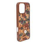 Bohemian Ethnic Print Cork Texture with Pearl Detail Phone Case for iPhone 16 Pro Max