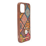 Bohemian Ethnic Print Cork Texture with Pearl Detail Phone Case for iPhone 12 / 12 Pro