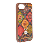 Bohemian Ethnic Print Cork Texture with Pearl Detail Phone Case for iPhone 16e