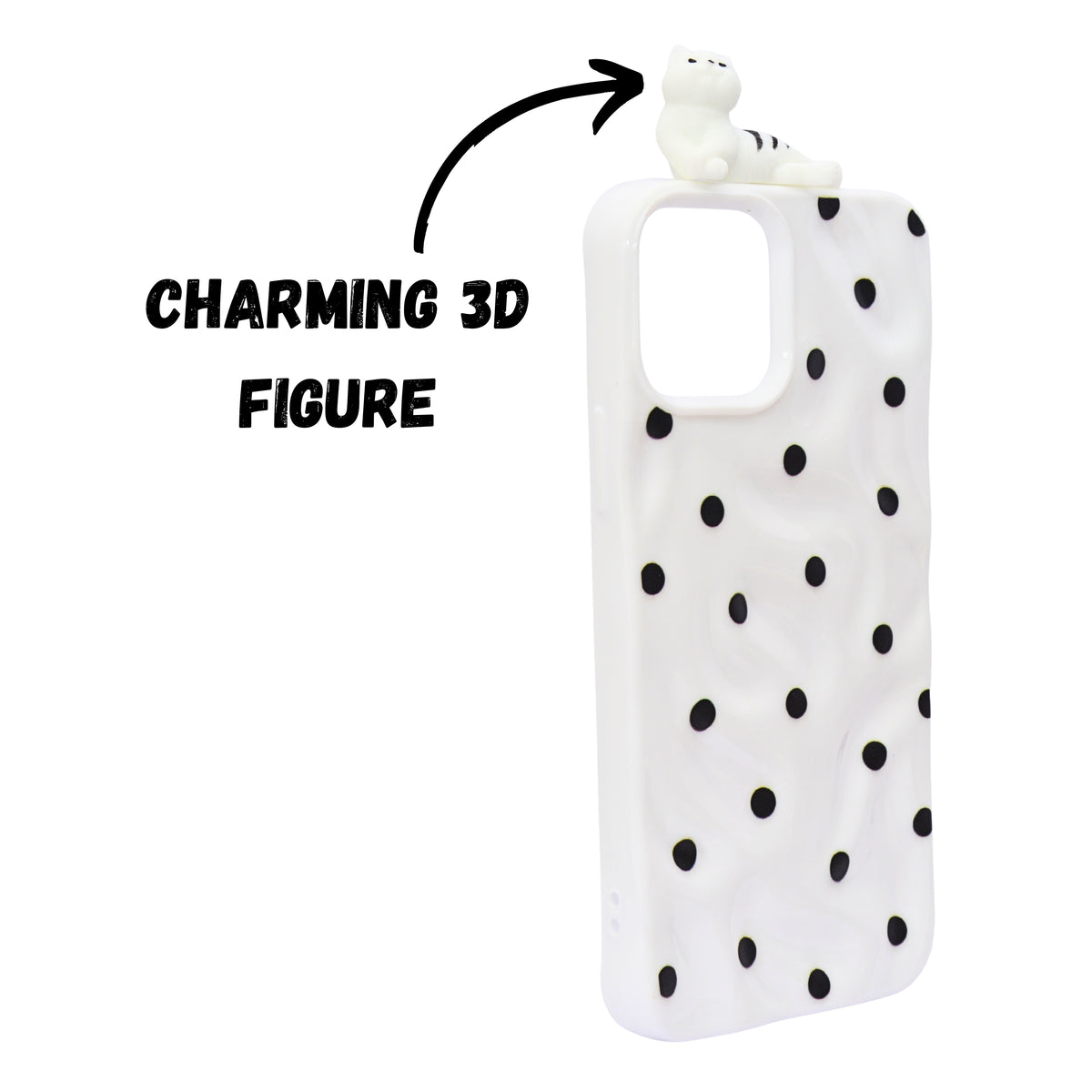 3D Cartoon Character with Polka Dots Soft Phone Case for iPhone 12/ 12 Pro