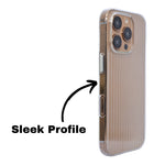 Glossy Transparent Hard Shell Striped Phone Case for iPhone 16 Pro