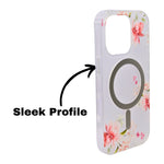 Transparent Floral MagSafe Compatible Phone Case for iPhone 16 Pro