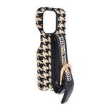 Dior Inspired Houndstooth Pattern with Adjustable Belt Buckle Holder Phone Case for iPhone 14 Pro