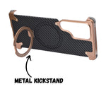 Premium Carbon Fiber Metal Edge & Kickstand Phone Case for Samsung S25 Ultra