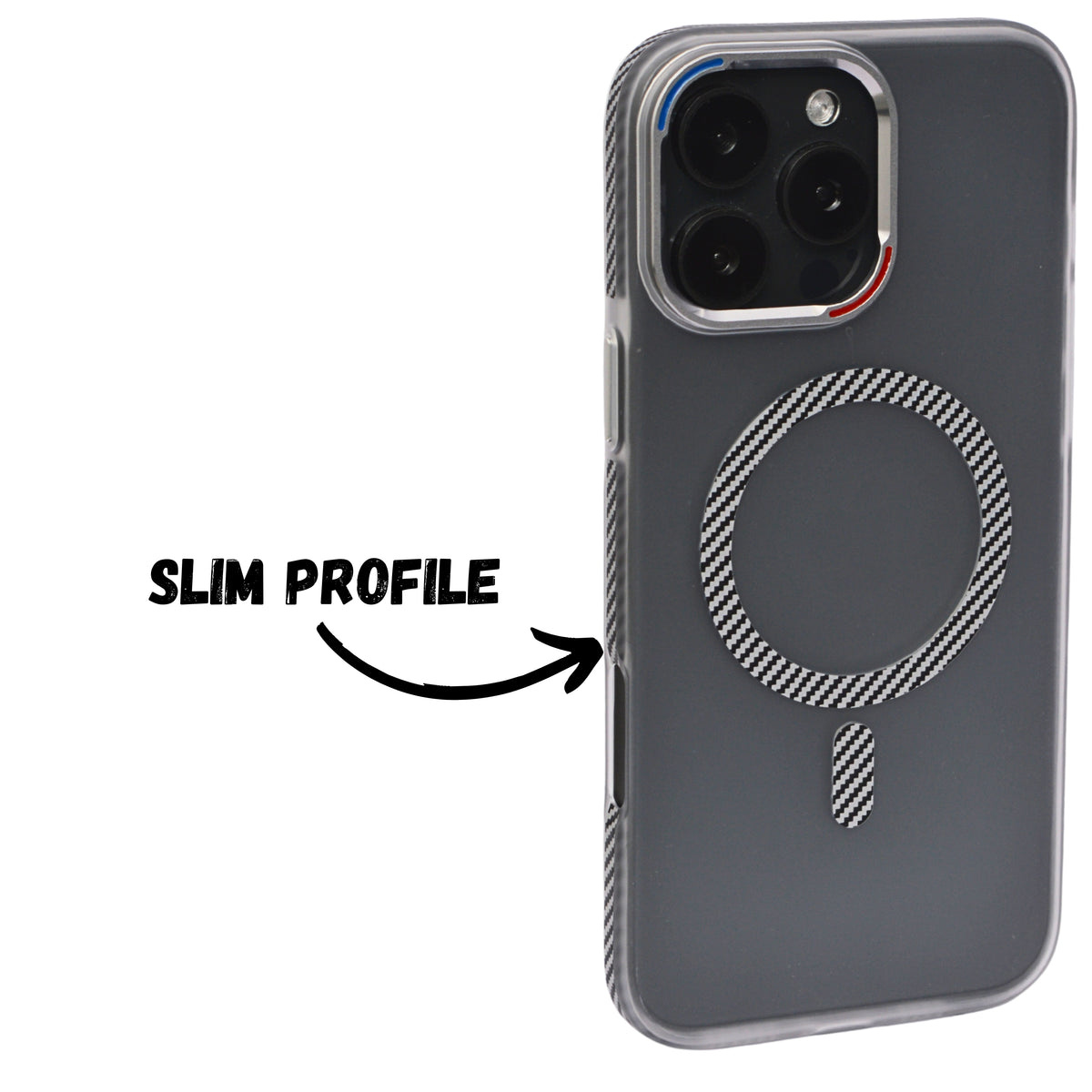 Transparent Shockproof MagSafe Case with Carbon Fiber Ring – for iPhone 16 Pro Max