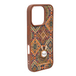 Bohemian Ethnic Print Cork Texture with Pearl Detail Phone Case for iPhone 16 Pro