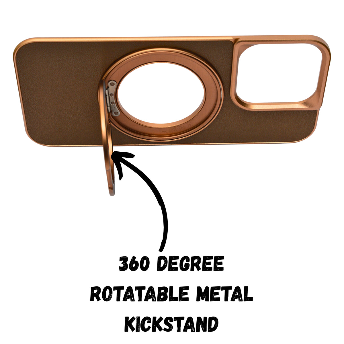 Metallic Camera Protector Frame with 360° Rotatable Kickstand Phone Case for iPhone 16 Pro Max