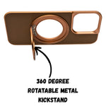 Metallic Camera Protector Frame with 360° Rotatable Kickstand Phone Case for iPhone 16 Pro Max