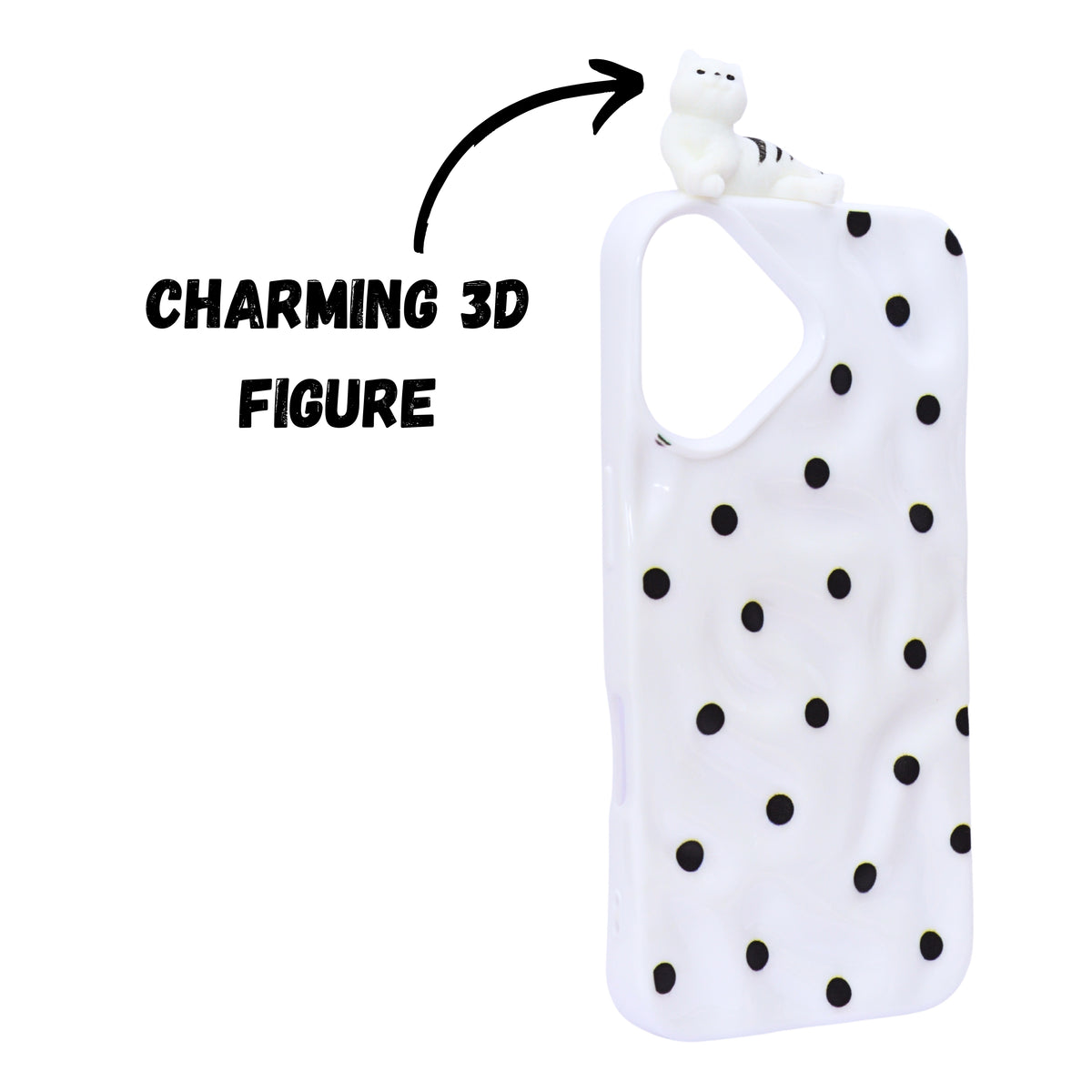 3D Cartoon Character with Polka Dots Soft Phone Case for iPhone 16