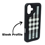 Leather Case, Classic Elegant Slim PU Checks Luxury Design Case For iPhone 16 Plus