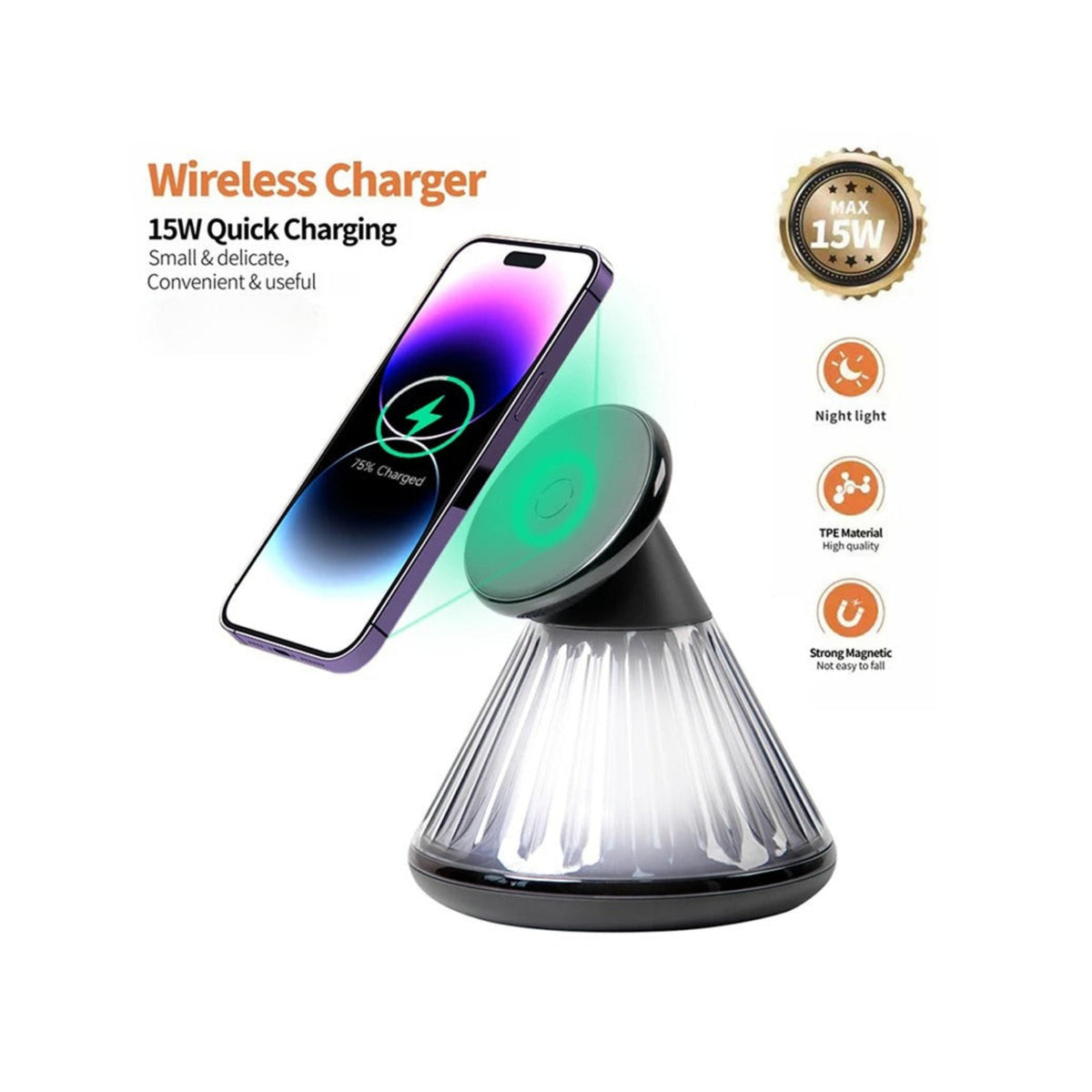 15W Magnetic Wireless Night Light Desk Lamp Charger For iPhone