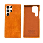 Luxurious and Protective Business Style Phone Case with Tan Faux Leather for Samsung Galaxy S23 Ultra