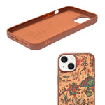 Bohemian Ethnic Print Cork Texture with Pearl Detail Phone Case for iPhone 13 / 14