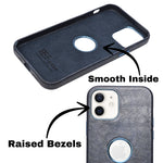 Premium Leather Finish with Metallic Logo Ring Cutout Phone Case for iPhone 12 /12Pro