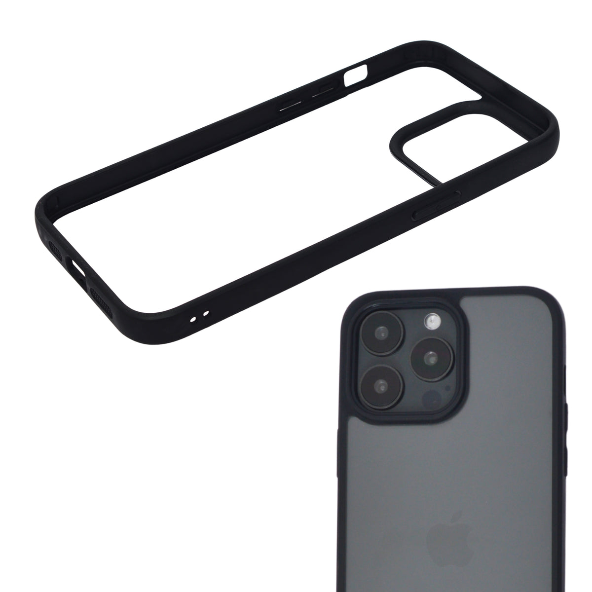 Transparent with Black Bumper Phone Case for iPhone 15 Pro Max