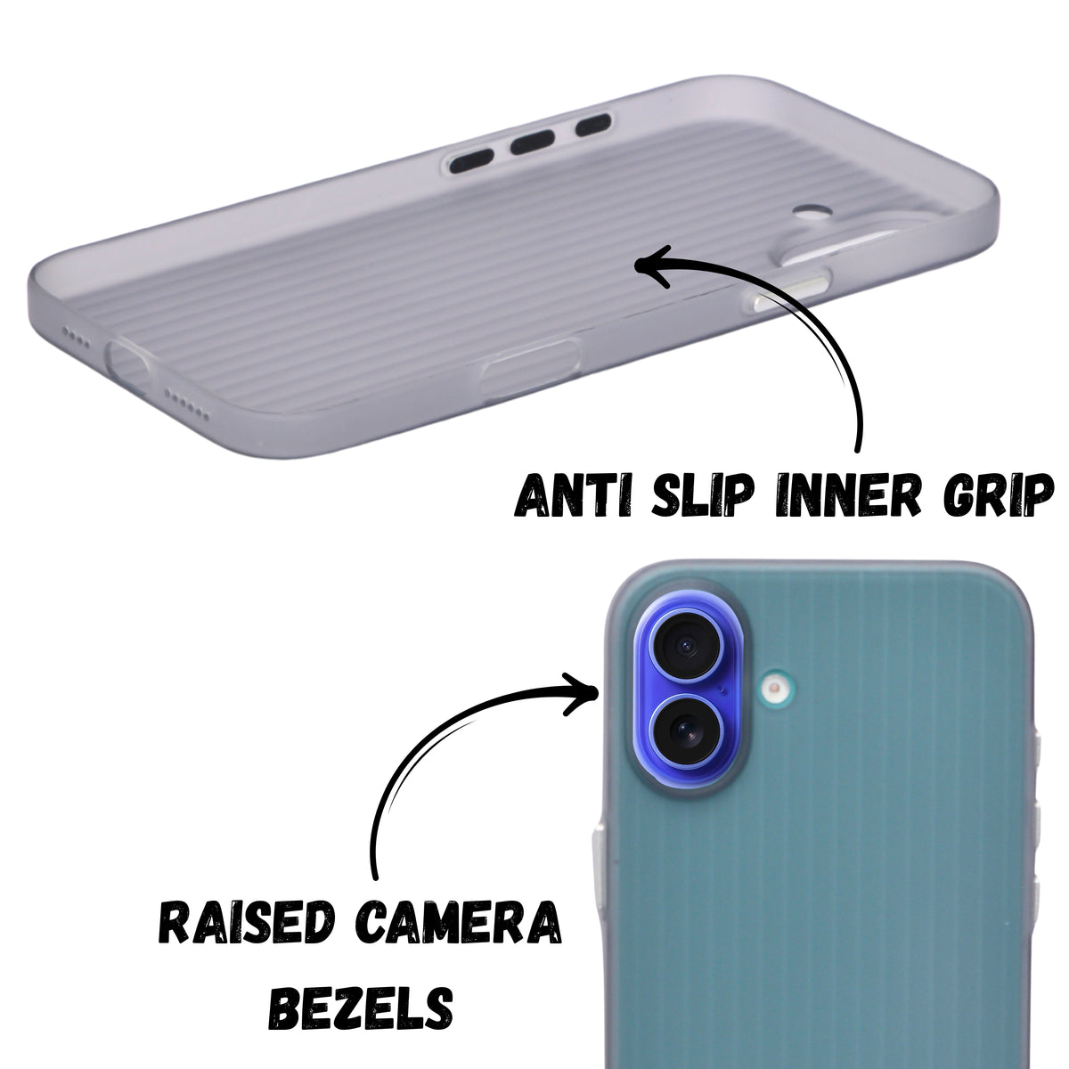 Hard Protective Striped Matte Finish Case for iPhone 16 Plus