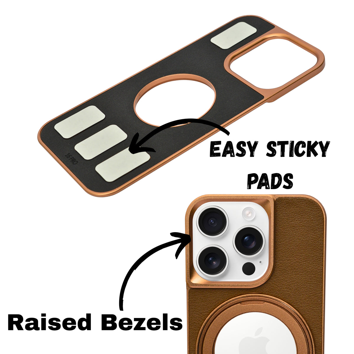 Metallic Camera Protector Frame with 360° Rotatable Kickstand Phone Case for iPhone 16 Pro Max