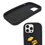 Luxury Crystal Gems with Fingers Grip Black Phone Case for iPhone 13 Pro Max / 14 Pro Max / 15 Pro Max