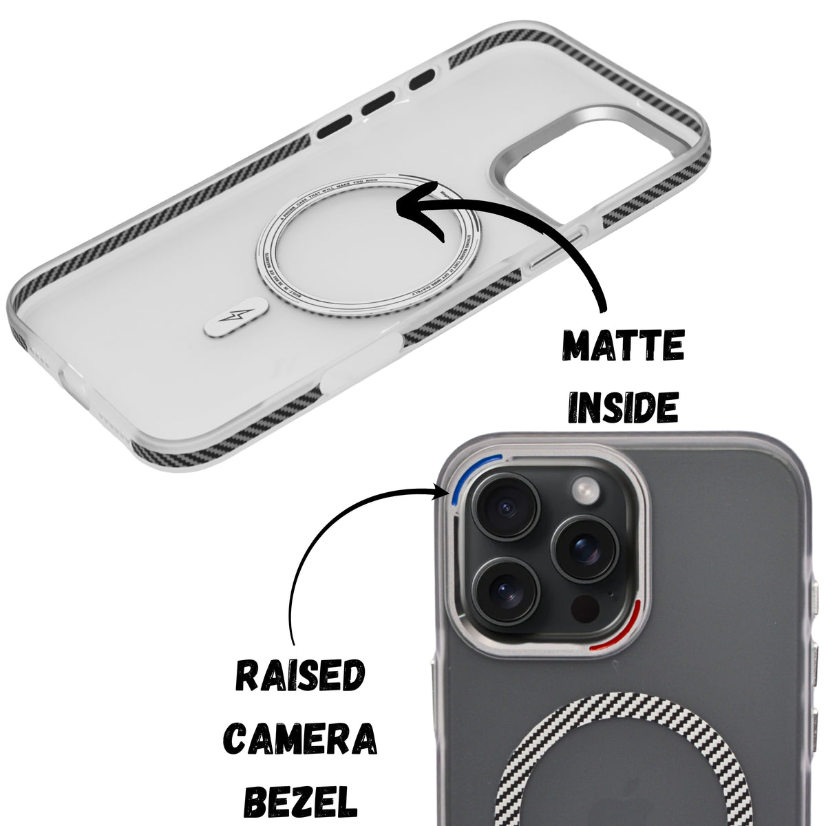 Transparent Shockproof MagSafe Case with Carbon Fiber Ring – for iPhone 16 Pro Max