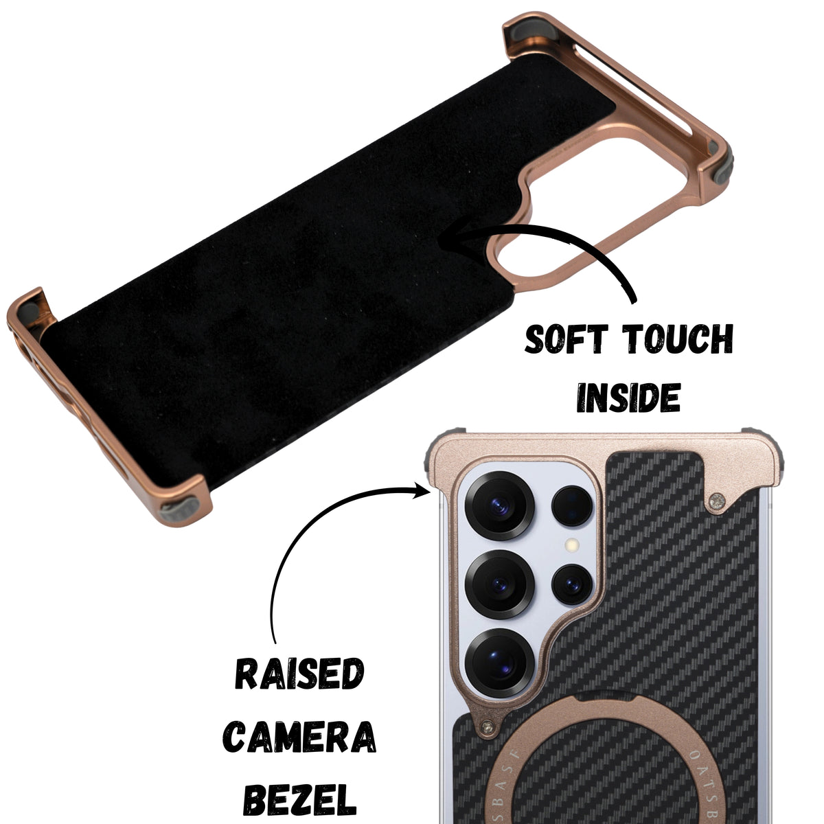 Premium Carbon Fiber Metal Edge & Kickstand Phone Case for Samsung S25 Ultra