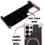 Premium Carbon Fiber Metal Edge & Kickstand Phone Case for Samsung S25 Ultra