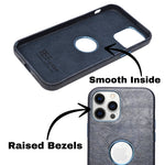 Premium Leather Finish with Metallic Logo Ring Cutout Phone Case for iPhone 12 /12Pro