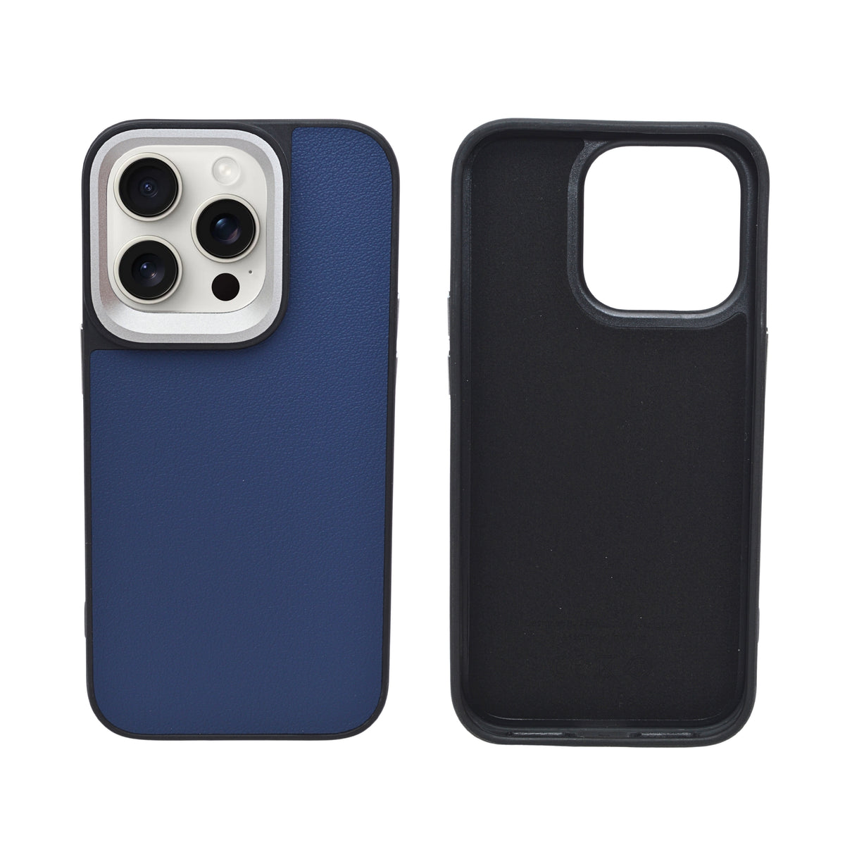 Classic Leather Textured with Metal Camera Ring Phone Case For iPhone 14 Pro