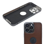 Luxury Vegan Leather with Logo Cutout Phone Case for iPhone 15 Pro Max