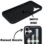 Leather Case, Classic Elegant Slim PU Checks Luxury Design Case For iPhone 16 Plus