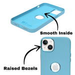 Premium Leather Finish with Metallic Logo Ring Cutout Phone Case for iPhone 14Plus/15Plus