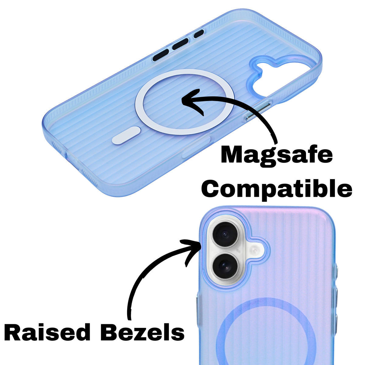 Tinted Transparent Corrugated Texture MagSafe Compatible Phone Case for iPhone 16 Plus