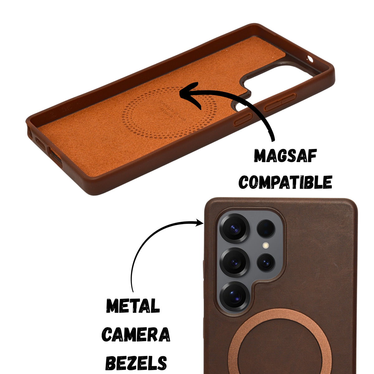 Premium Leather Magsafe Compatible Phone Case for Samsung S25 Ultra