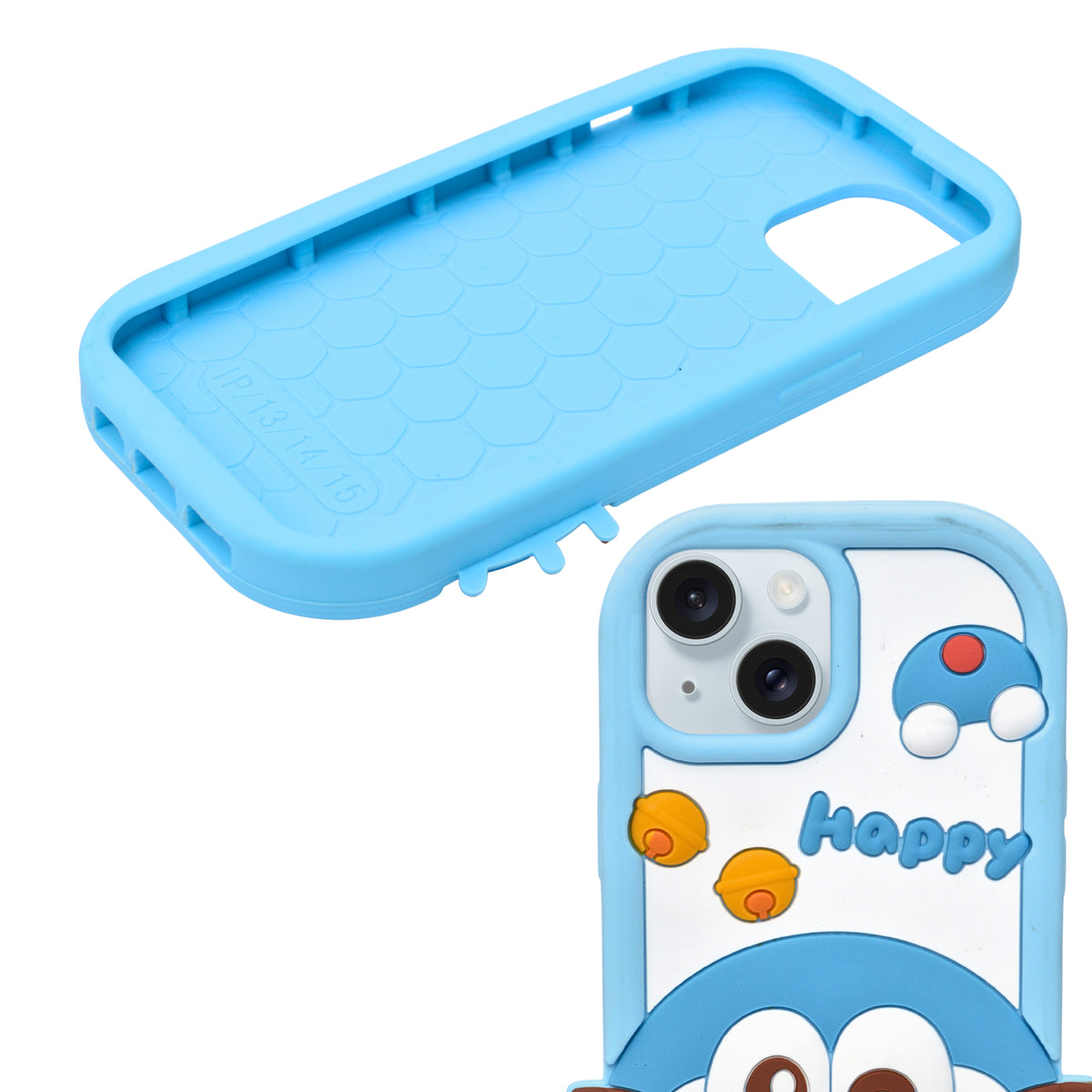 Happy Doraemon 3D Silicone Phone Case for iPhone 13/ 14/ 15