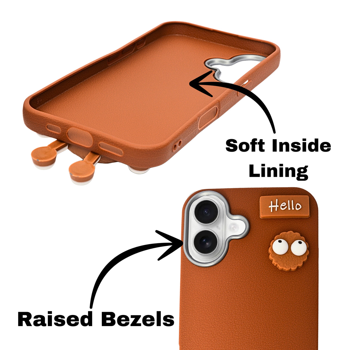 Hello Teddy Cap 3D Cartoon Phone Case For iPhone 16 Plus