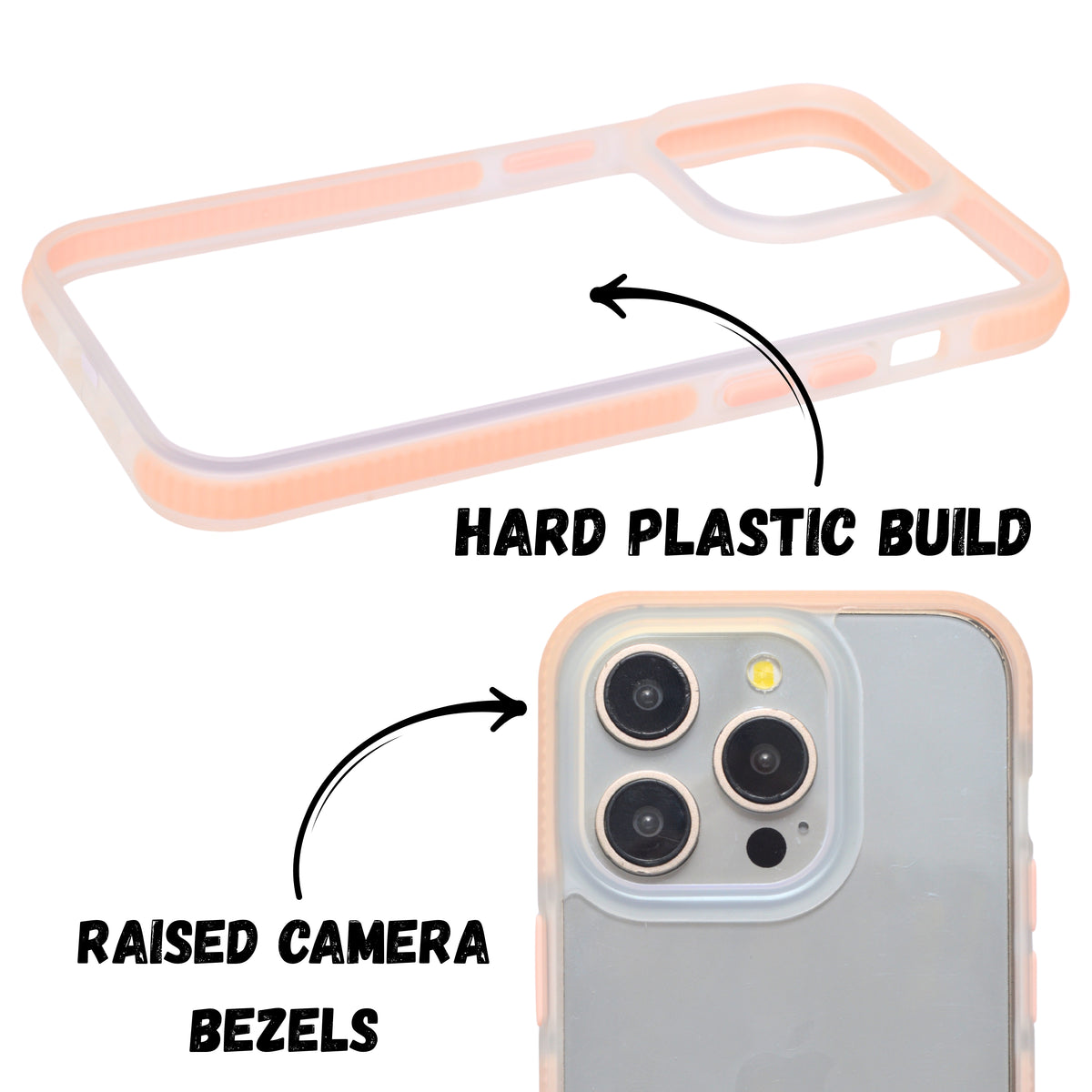 Transparent Hard Back Case with Colored Side Grip Phone Case For iPhone 14 Pro