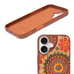 Bohemian Ethnic Print Cork Texture with Pearl Detail Phone Case for iPhone 16