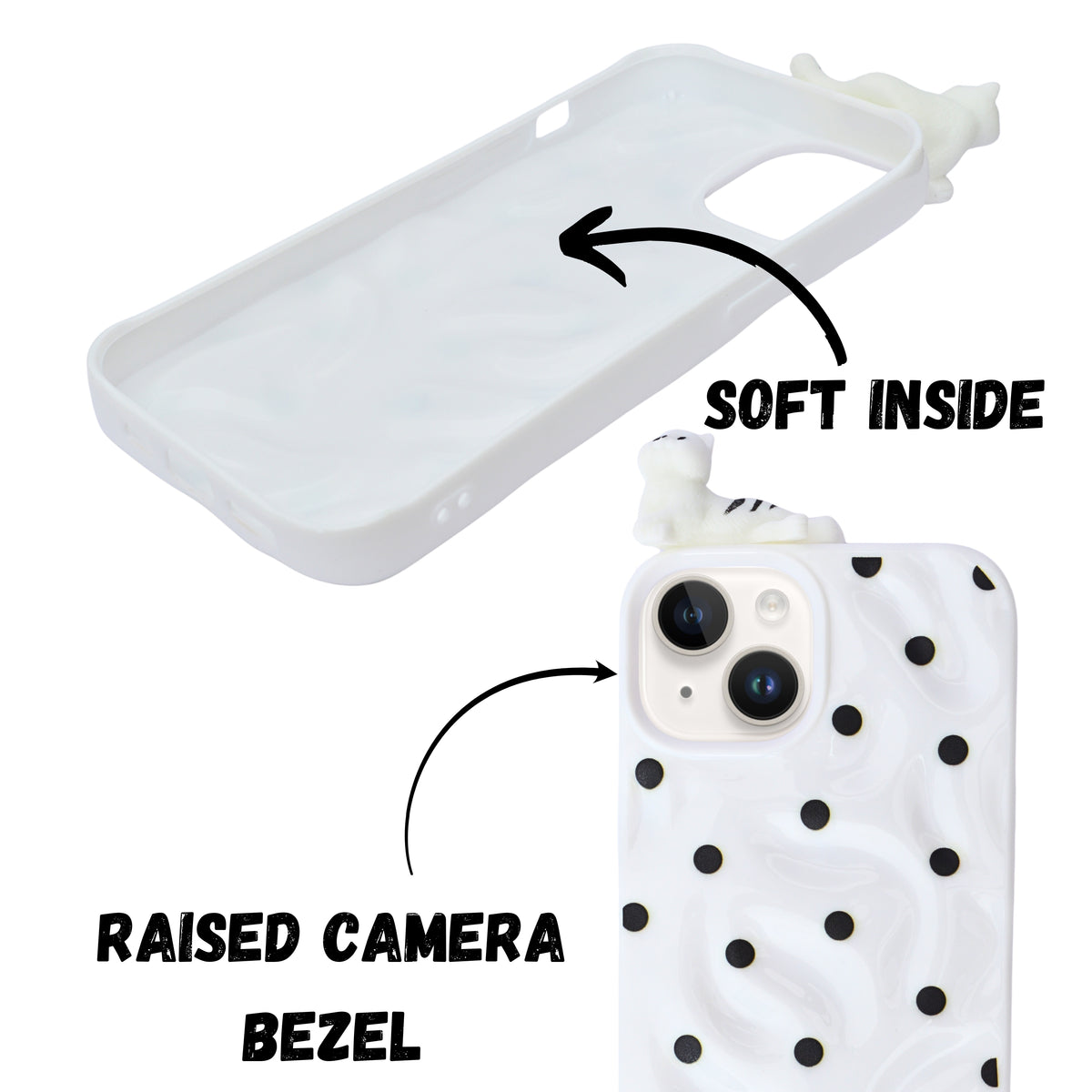 3D Cartoon Character with Polka Dots Soft Phone Case for iPhone 14 Plus/ 15 Plus