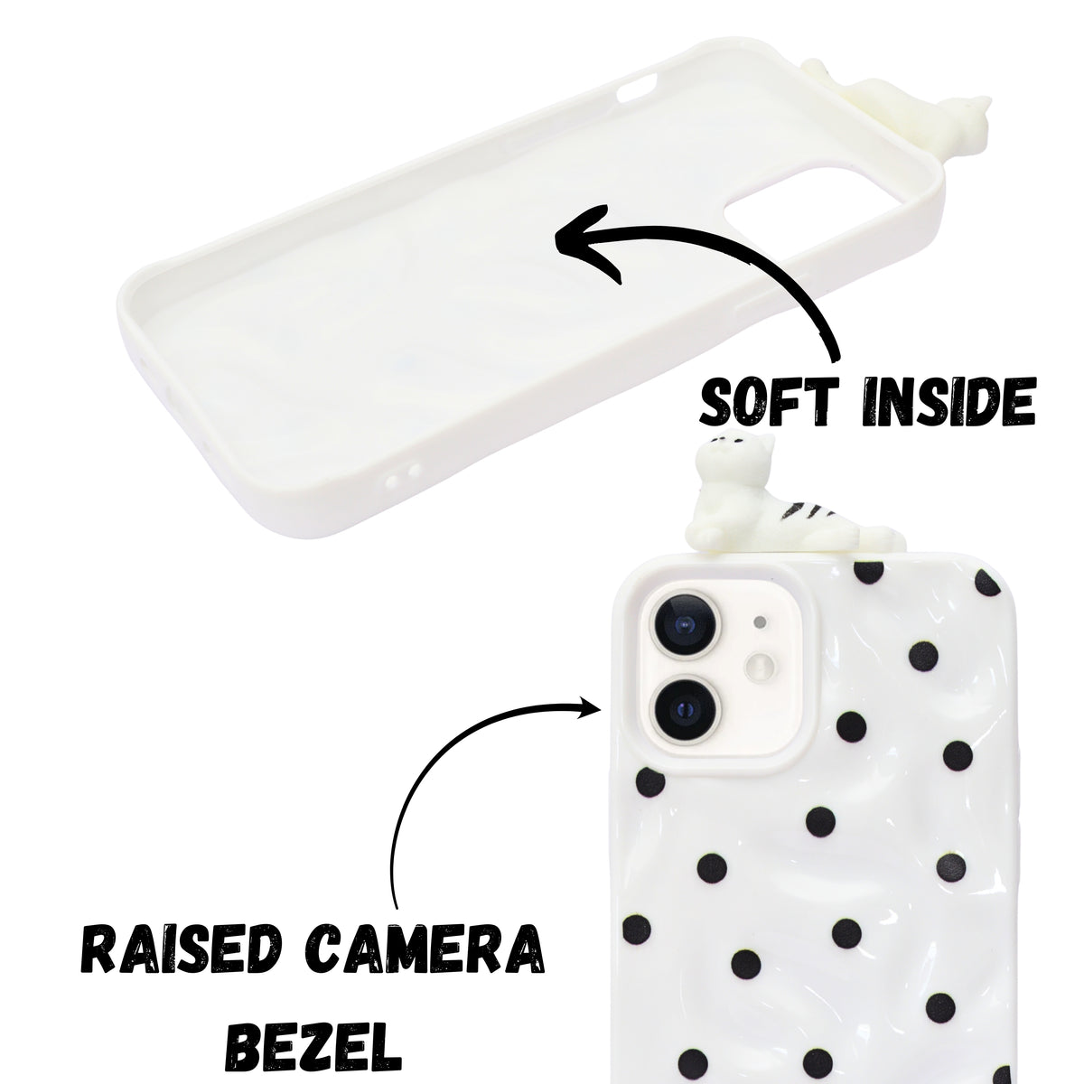 3D Cartoon Character with Polka Dots Soft Phone Case for iPhone 12/ 12 Pro